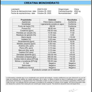 100 % Creatina Monohidrato 1.2 Kgs